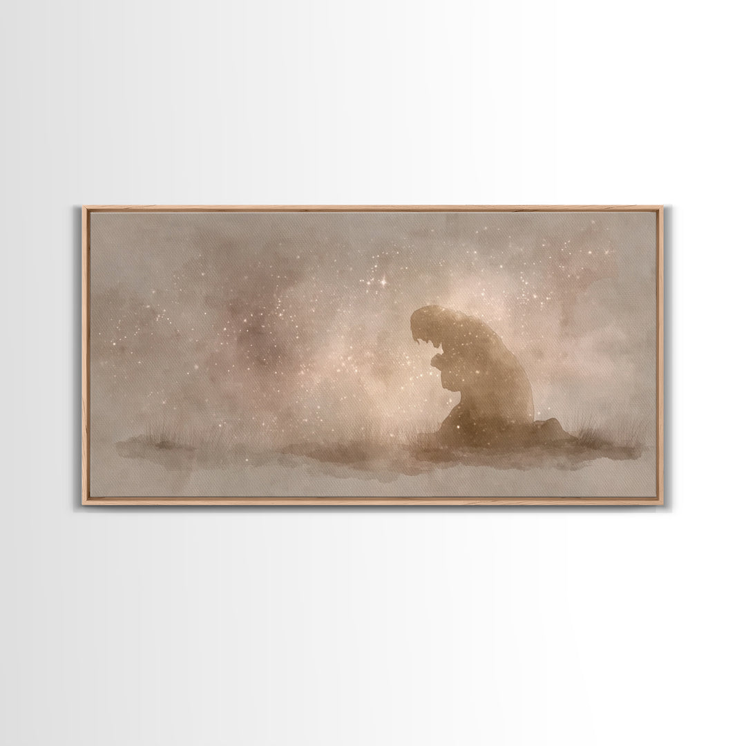 Sacred Stillness | Framed Canvas Print | Christian Art Canvas | Christian Wall Art | Christmas Art | Christian Christmas Decor | Jesus Pain