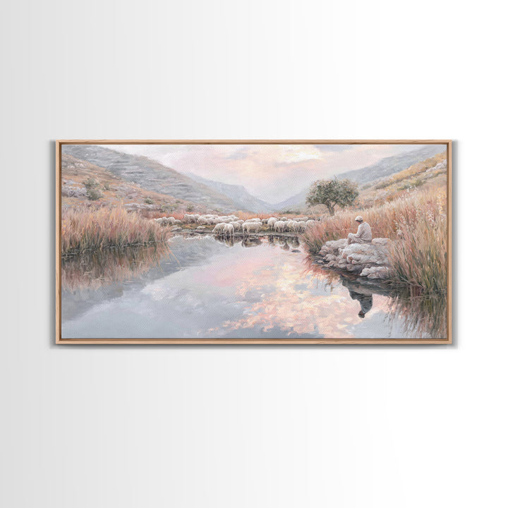 Pastoral Reverence – Framed Canvas Print – Christian Art Canvas – Christian Wall Art – Christian Christmas Art – Jesus Painting – Christmas