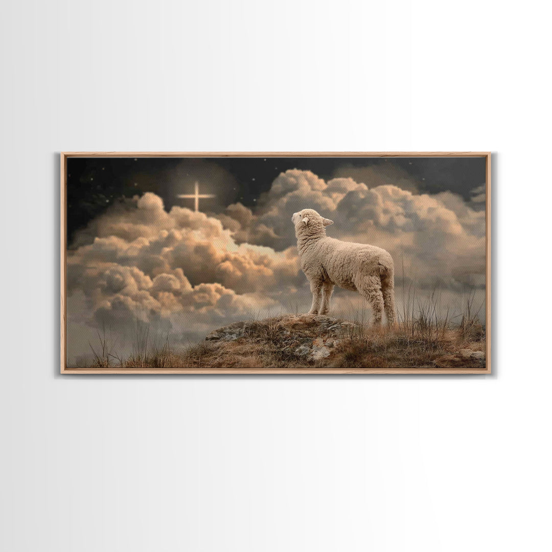 Lamb Of Glory – Framed Canvas Print – Christian Art – Christian Art Canvas – Christian Wall Art – Christian Paintings – Christian Decor – C