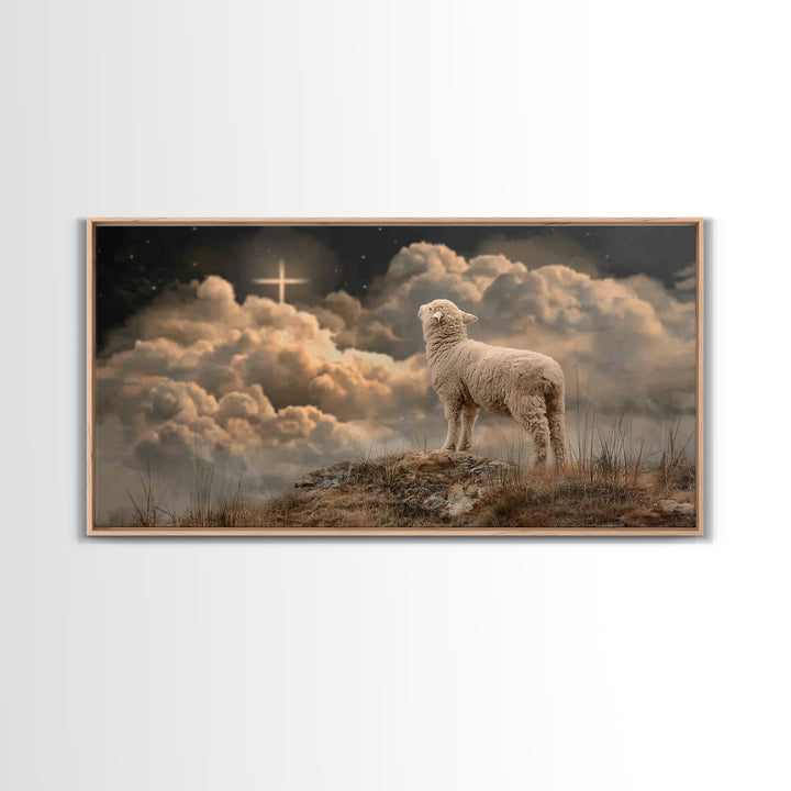 Lamb Of Glory – Framed Canvas Print – Christian Art – Christian Art Canvas – Christian Wall Art – Christian Paintings – Christian Decor – C