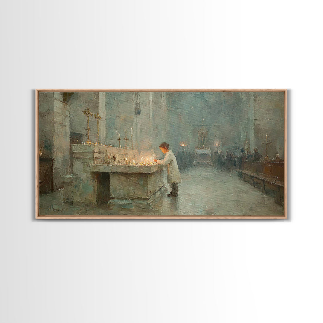 Quiet Devotion - Framed Canvas Print - Christian Art Print - Christian Decor - Christian Gift Ideas - Modern Christian Art - Christmas Art
