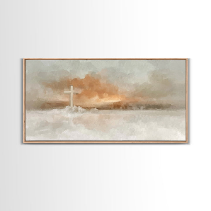 Clouds of Salvation, Framed Canvas Print, Christian Wall Art, Christian Art Canvas, Christmas Art Prints, Christian Decor for Home, Modern