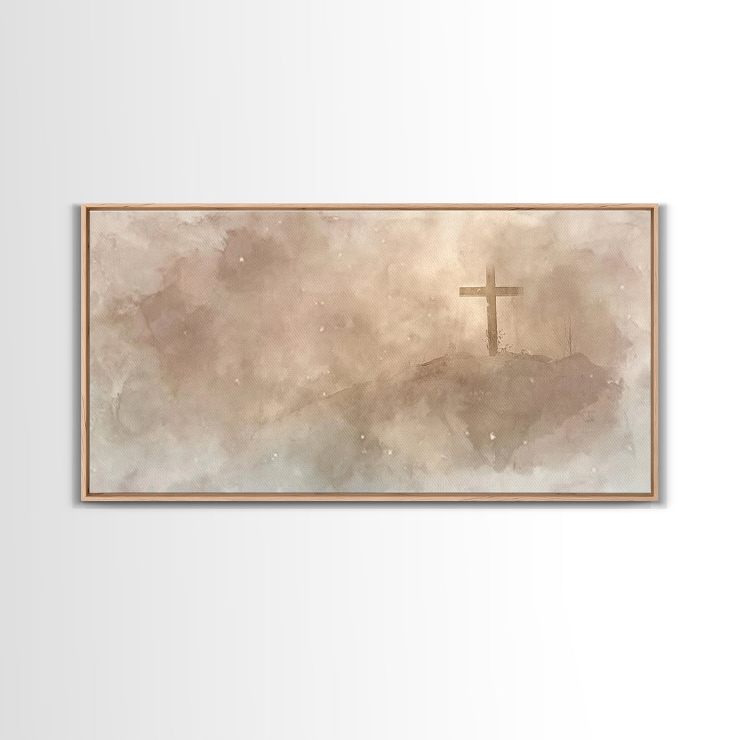 Snowfall Of Mercy – Framed Canvas Print – Christian Art – Christian Wall Art – Moody Christmas Art – Christmas Art Prints – Christian Chris