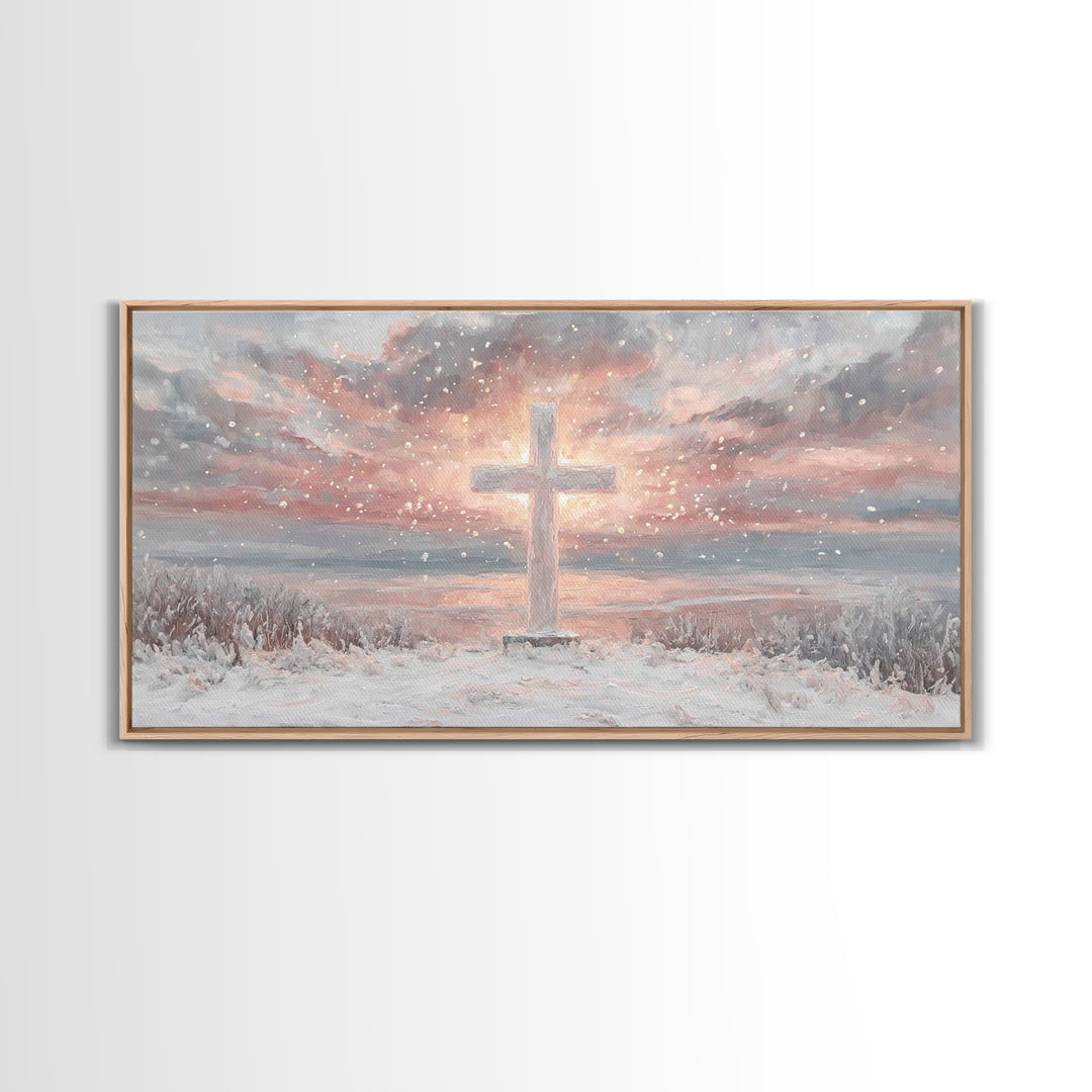 Radiant Dawn Cross – Framed Canvas Print – Christian Wall Art – Christian Art Canvas – Christmas Canvas Wall Art – Christian Decor For Home