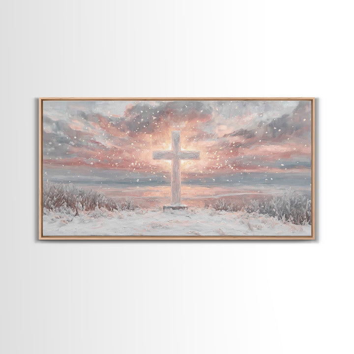 Radiant Dawn Cross – Framed Canvas Print – Christian Wall Art – Christian Art Canvas – Christmas Canvas Wall Art – Christian Decor For Home