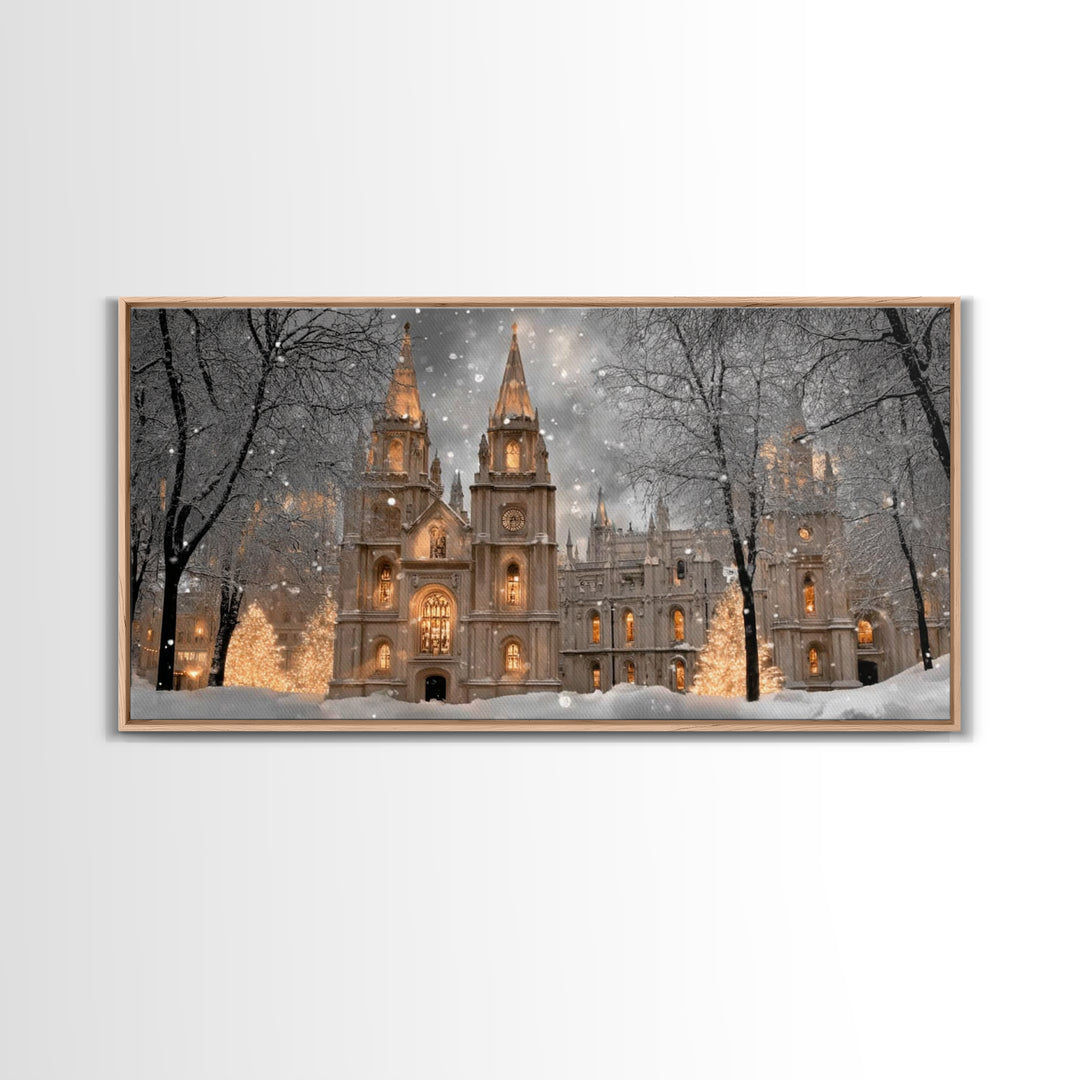 Winter Cathedral Glory – Framed Canvas Print – Christian Wall Art – Christmas Wall Art – Christian Art Canvas – Framed Christmas Art – Chri
