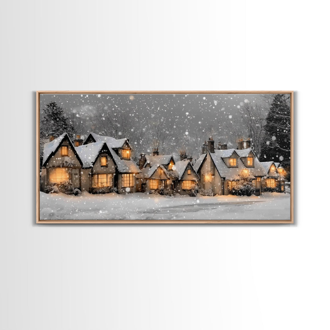Village Noel Peace – Framed Canvas Print – Christmas Wall Art – Christian Christmas Art – Christmas Art Prints – Christian Art Canvas – Hol