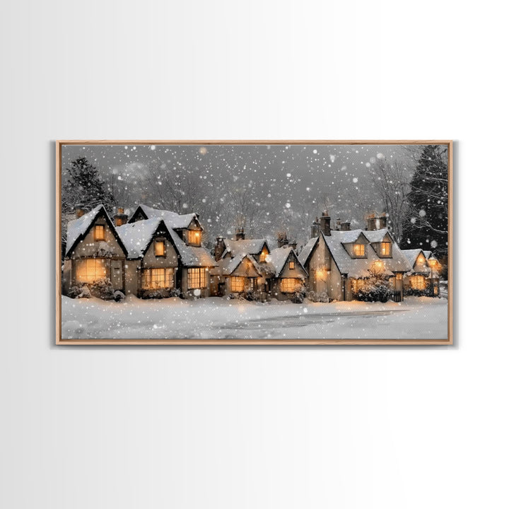 Village Noel Peace – Framed Canvas Print – Christmas Wall Art – Christian Christmas Art – Christmas Art Prints – Christian Art Canvas – Hol