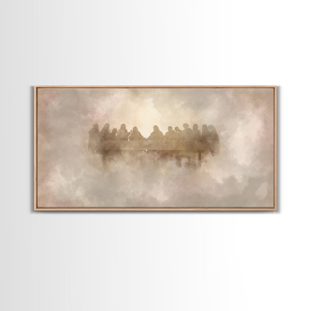 Heavenly Communion, Framed Canvas Print, Christian Art Canvas, Moody Christian Art, Christian Wall Art, Jesus Painting, Christmas Art