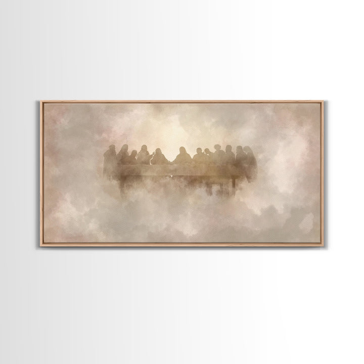 Heavenly Communion, Framed Canvas Print, Christian Art Canvas, Moody Christian Art, Christian Wall Art, Jesus Painting, Christmas Art