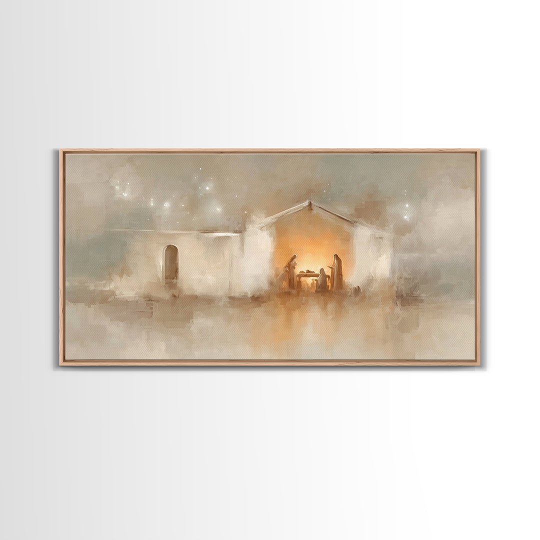 Bethlehem Dawn, Framed Canvas Print, Christian Art Canvas, Subtle Christian Art, Christian Wall Art, Jesus Christmas Art, Christmas Art Pri