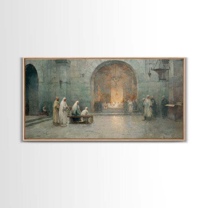 Chapel Nativity – Framed Canvas Print – Christian Art Canvas – Christian Wall Art – Vintage Christian Art – Christian Christmas Art – Chris