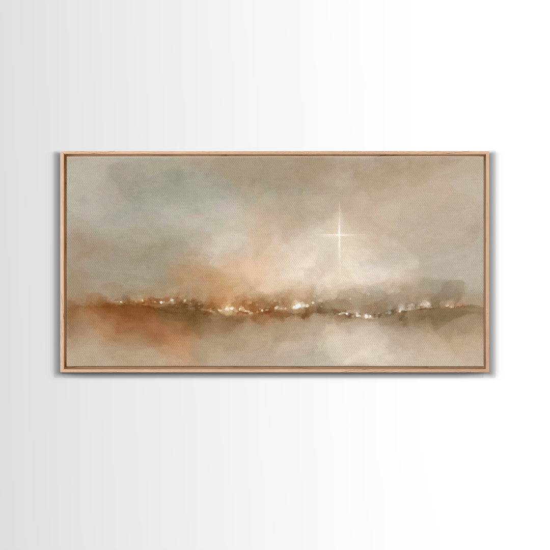 Desert Star Lit, Framed Canvas Print, Christian Christmas Art, Christian Art Canvas, Christmas Wall Art, Modern Christian Art, Christian De