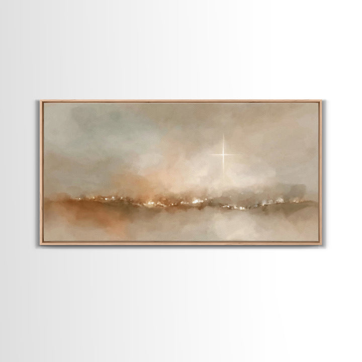 Desert Star Lit, Framed Canvas Print, Christian Christmas Art, Christian Art Canvas, Christmas Wall Art, Modern Christian Art, Christian De
