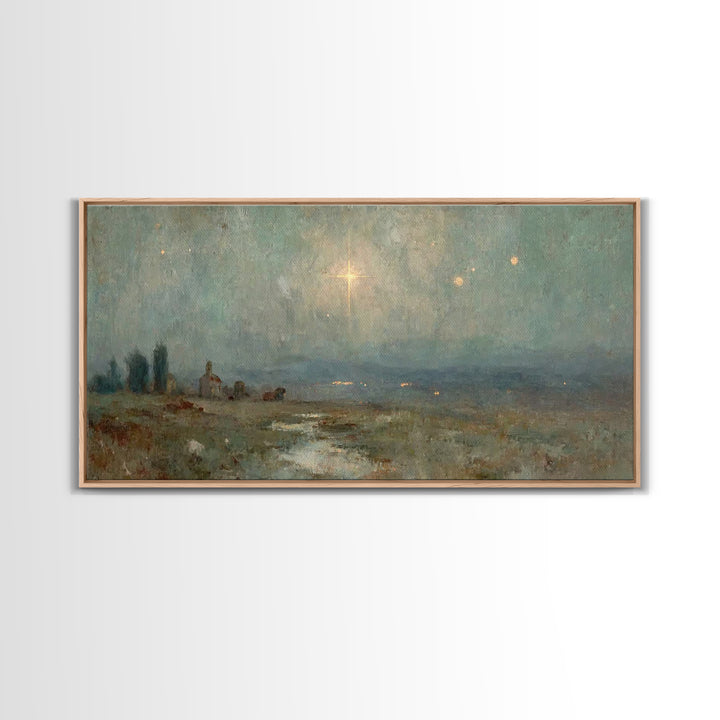 Star Of Bethlehem – Framed Canvas Print – Christian Art Prints – Christmas Wall Art – Jesus Christmas Art – Vintage Christian Art – Christi
