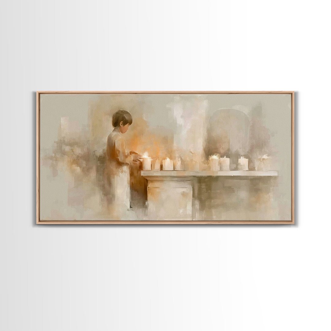 Quiet Offering – Framed Canvas Print – Christian Art Canvas – Minimalist Christian Art – Christmas Art Work – Christian Christmas Art – Fra