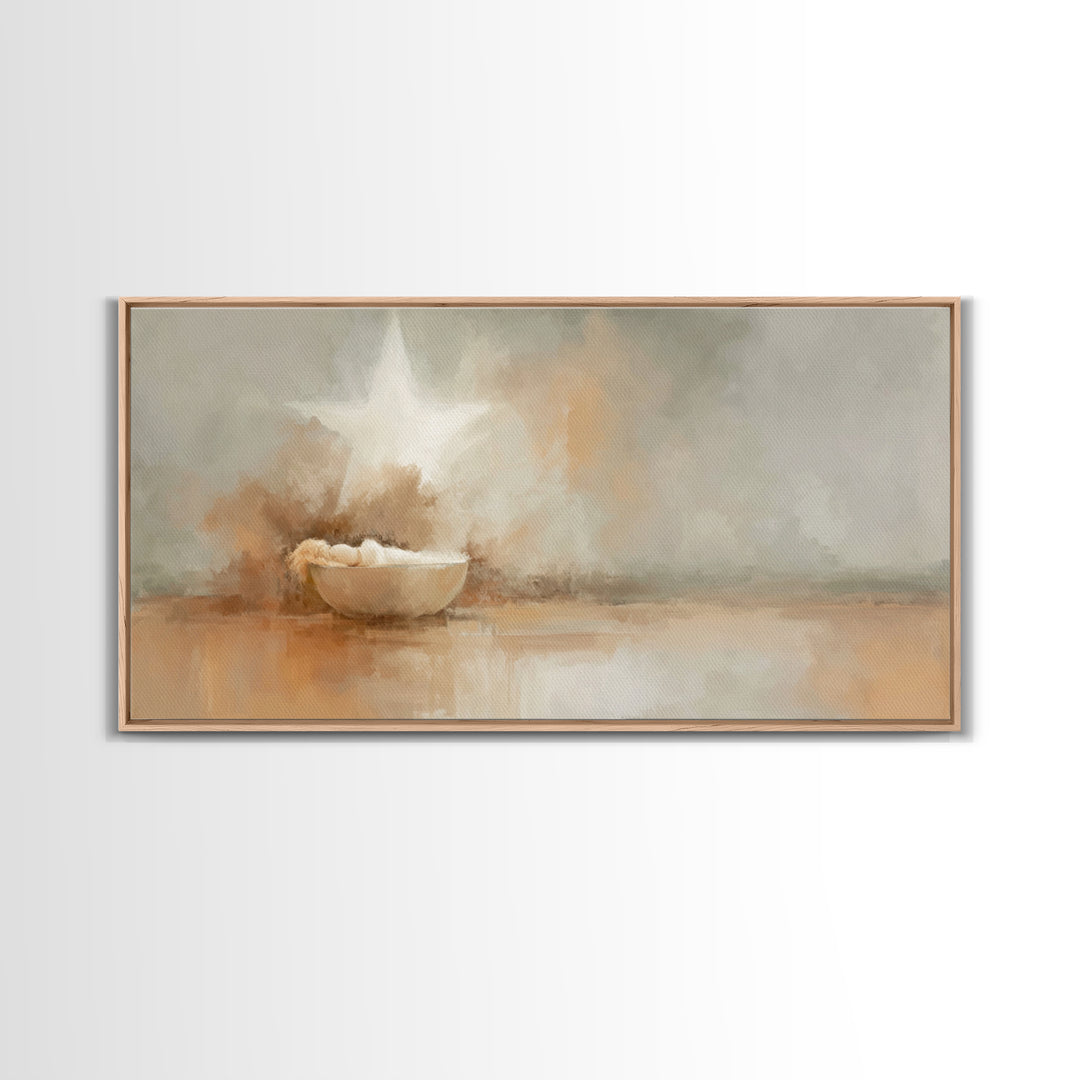 Nativity Star – Framed Canvas Print – Christian Christmas Art – Christian Art Canvas – Birth Of Jesus Painting – Christmas Art Work – Chris