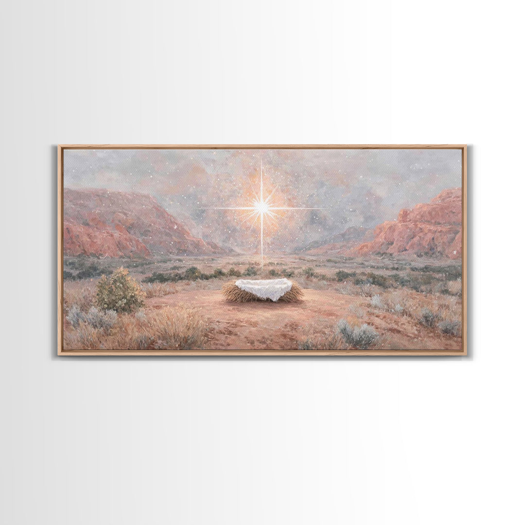 Desert Nativity – Framed Canvas Print – Christian Christmas Art – Christian Wall Art – Christian Art Print – Christmas Canvas Wall Art – Ch