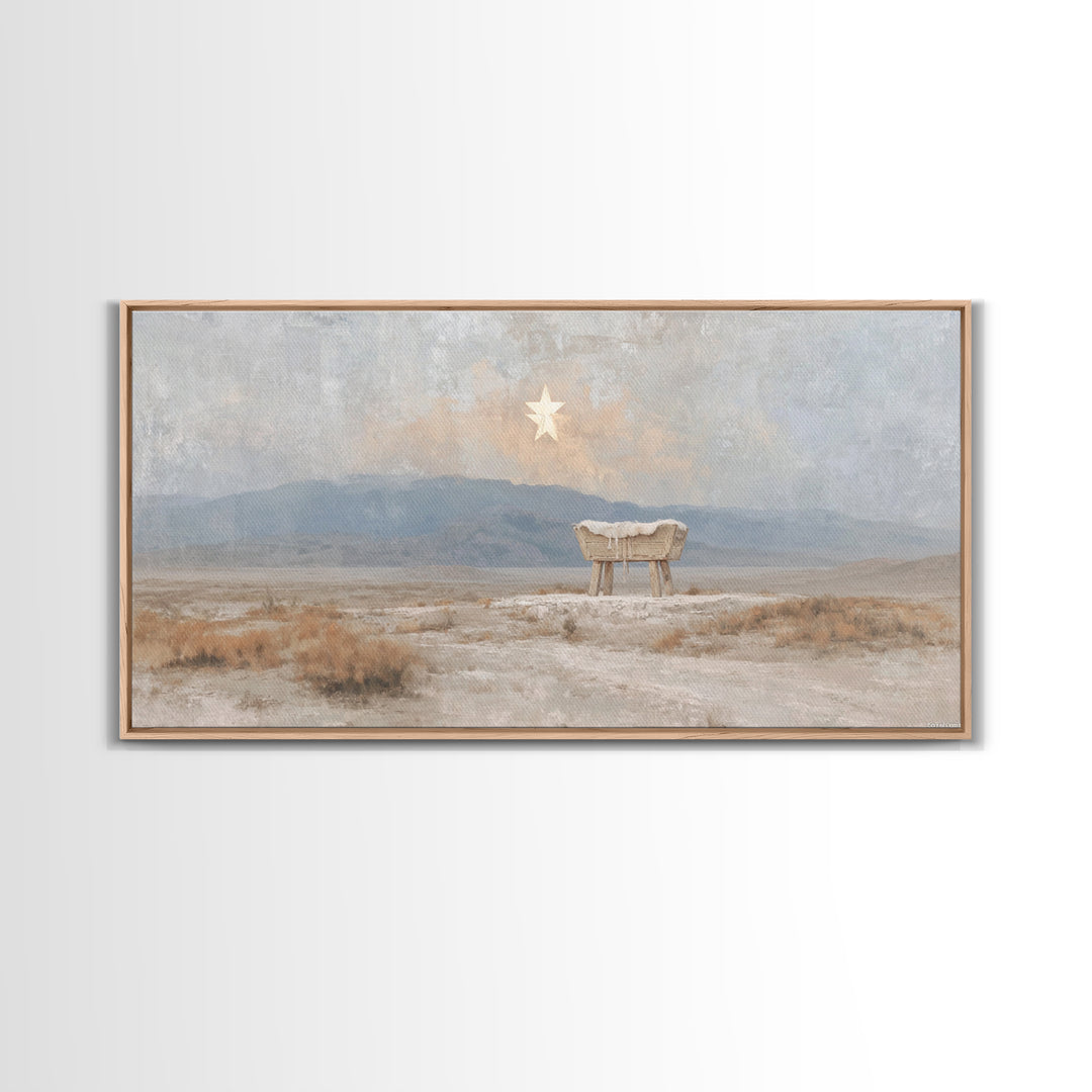 Sacred Nightfall – Framed Canvas Print – Christian Wall Art – Christian Christmas Art – Modern Christian Art – Christmas Art Prints – Chris