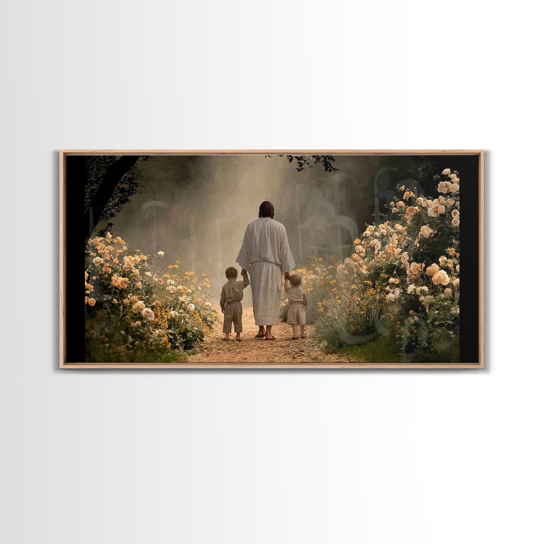 Guided In Light – Framed Canvas Print – Jesus Wall Art – Christian Art Work – Christian Decorations – Christian Painting – Christian Gift