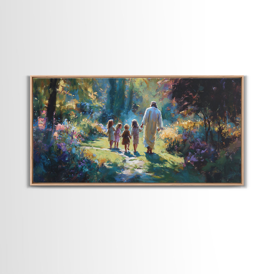 Garden Of Light | Framed Canvas Print | Christian Art Canvas | Jesus Painting | Christian Wall Art | Christmas Art