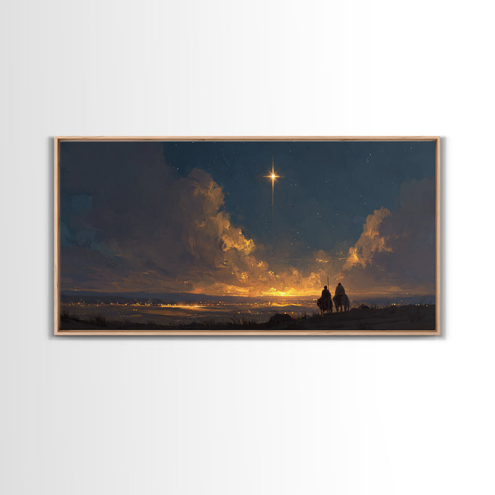 Bethlehem Star Rise, Framed Canvas Print, Christmas Wall Art, Christian Christmas Art, Jesus Christmas Art, Christian Art Canvas, Christian
