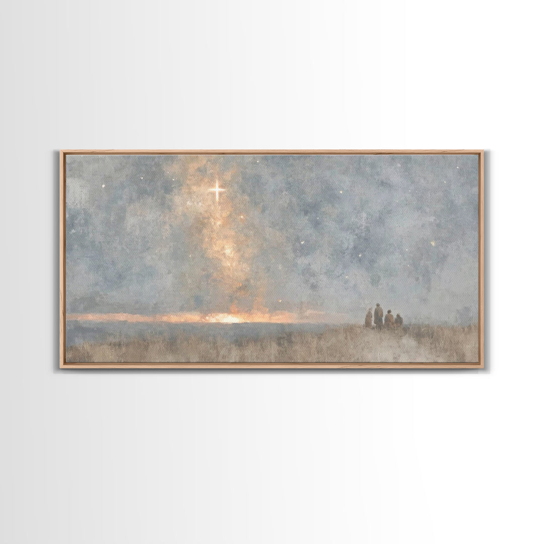 Holy Night Sky, Framed Canvas Print, Christian Christmas Art, Minimalist Christian Art, Christmas Wall Art, Christian Art Canvas, Christian