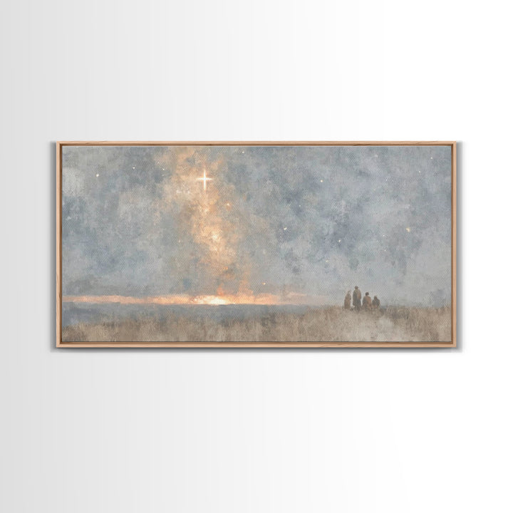 Holy Night Sky, Framed Canvas Print, Christian Christmas Art, Minimalist Christian Art, Christmas Wall Art, Christian Art Canvas, Christian