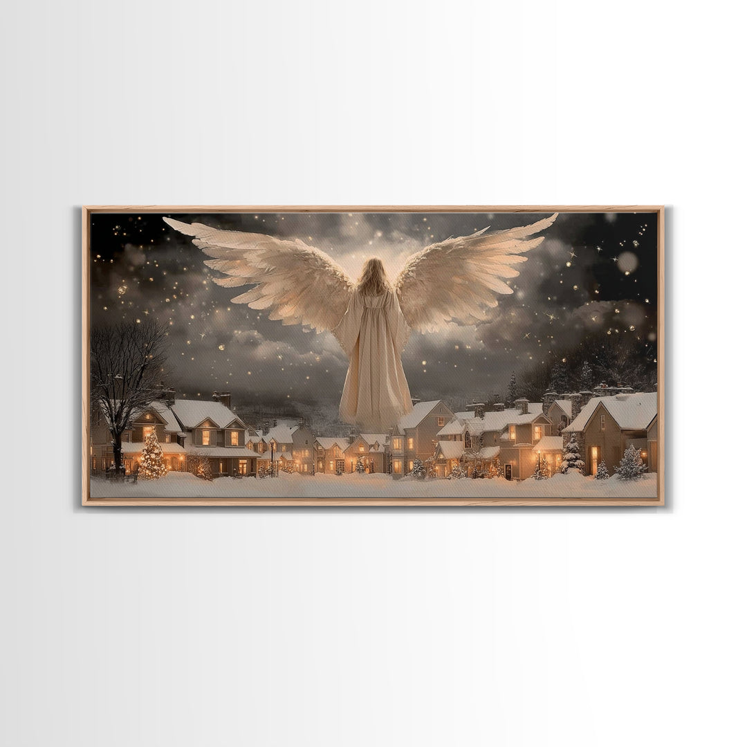 Wings Of Mercy – Framed Canvas Print – Christian Wall Art – Christian Christmas Decor – Framed Christmas Art – Modern Christian Art – Chris