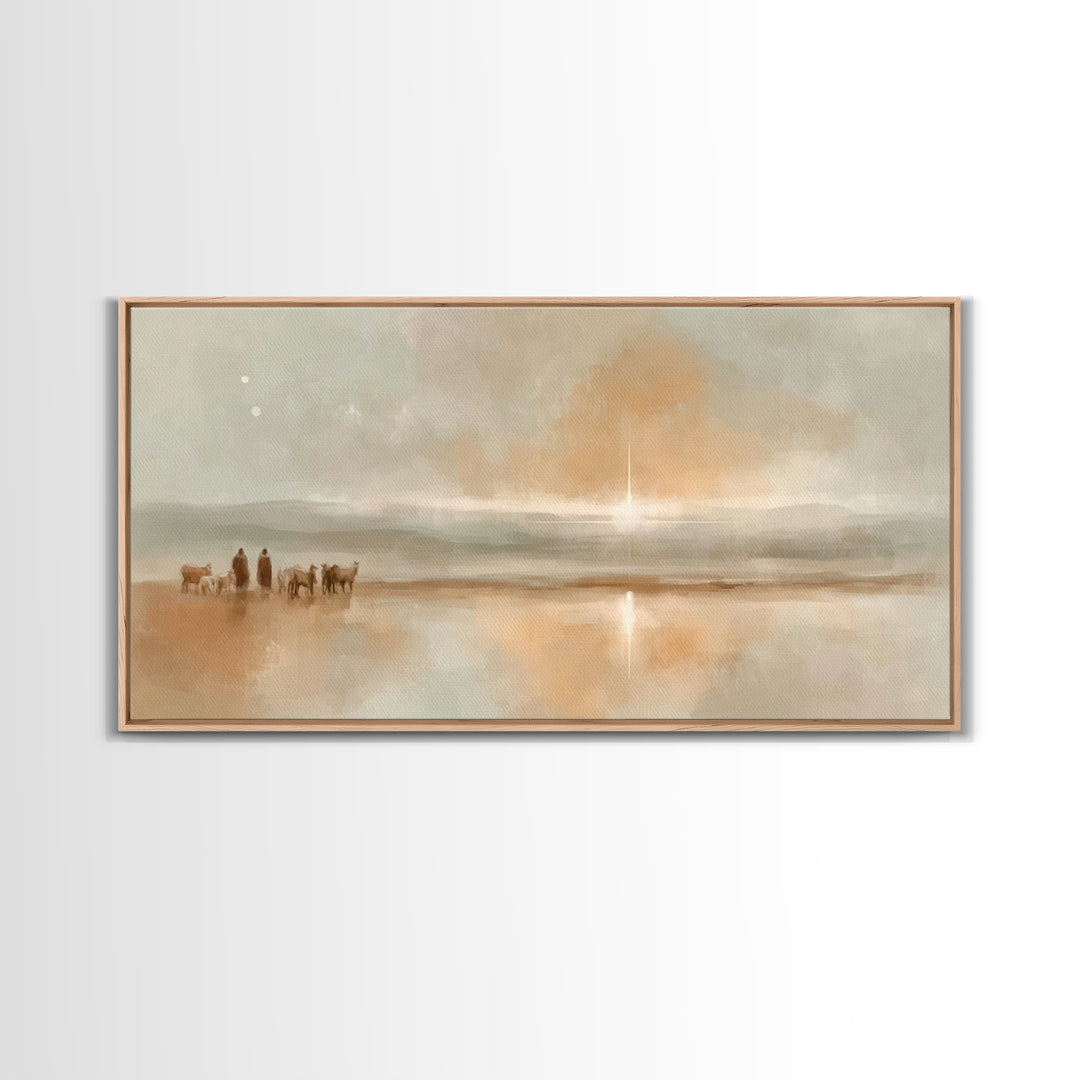 Desert Star Journey – Framed Canvas Print – Christian Christmas Art – Christian Wall Art – Jesus Painting – Christmas Art Print – Christian