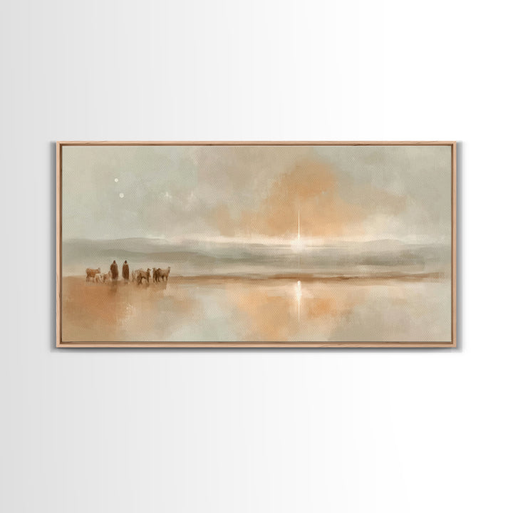 Desert Star Journey – Framed Canvas Print – Christian Christmas Art – Christian Wall Art – Jesus Painting – Christmas Art Print – Christian