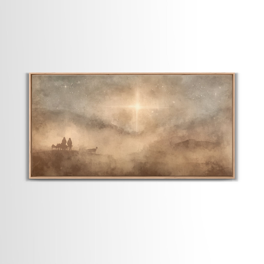 Holy Night Wonder, Framed Canvas Print, Christmas Art Prints, Christian Wall Art, Moody Christmas Art, Christian Christmas Decor, Christian