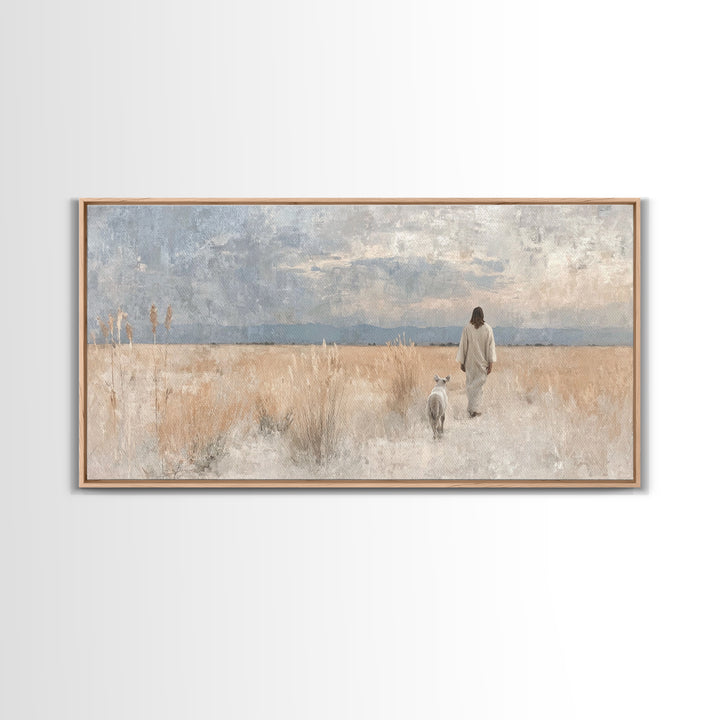 Fields Of Grace | Framed Canvas Print | Christian Art Canvas | Jesus Painting | Christian Wall Art | Large Christian Painting