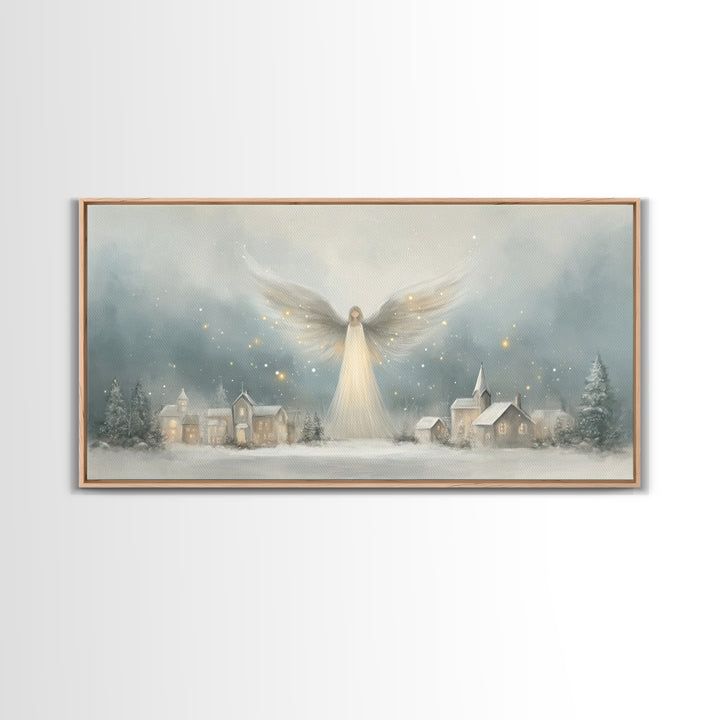 Heaven’s Guardian – Framed Canvas Print – Christian Christmas Art – Christmas Art Framed – Christian Art Canvas – Subtle Christian Painting