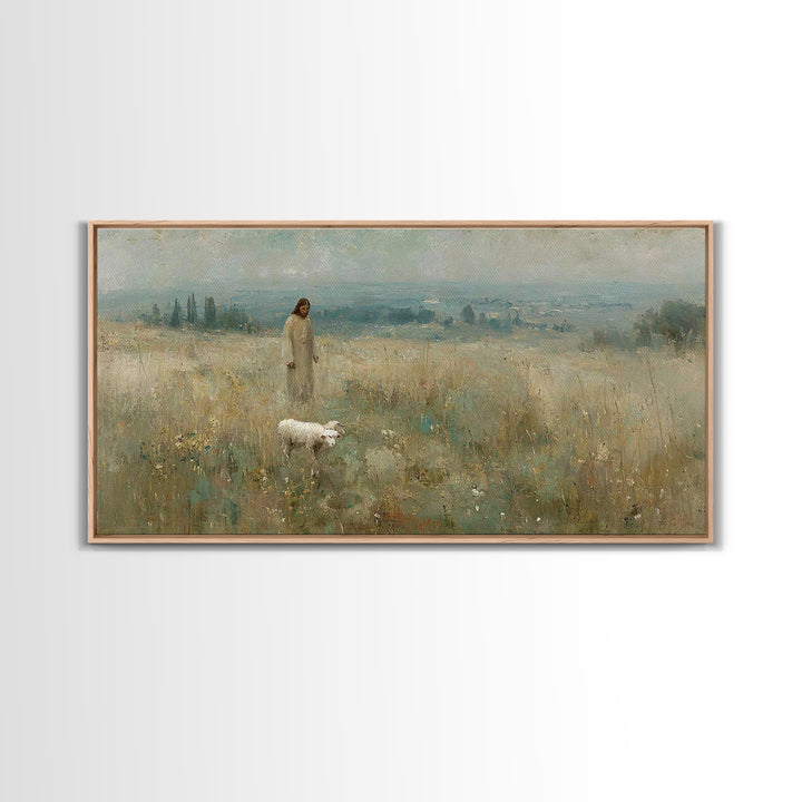 Field Of Grace – Framed Canvas Print – Christian Art Canvas – Jesus Painting – Large Christian Art – Christian Wall Art – Vintage Christian