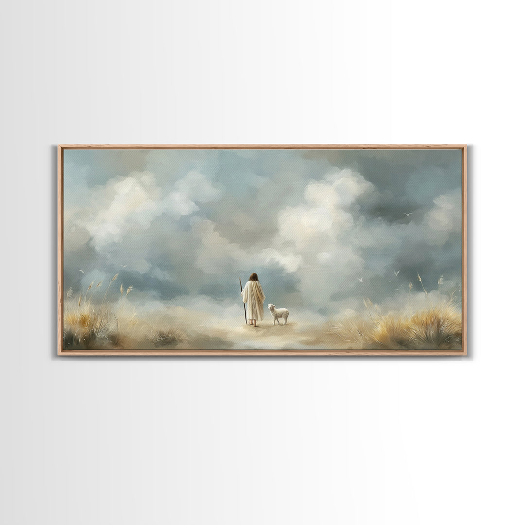 Heavenly Guidance – Framed Canvas Print – Christian Art Print – Modern Christian Art – Jesus Painting Canvas – Christian Decor – Subtle Chr