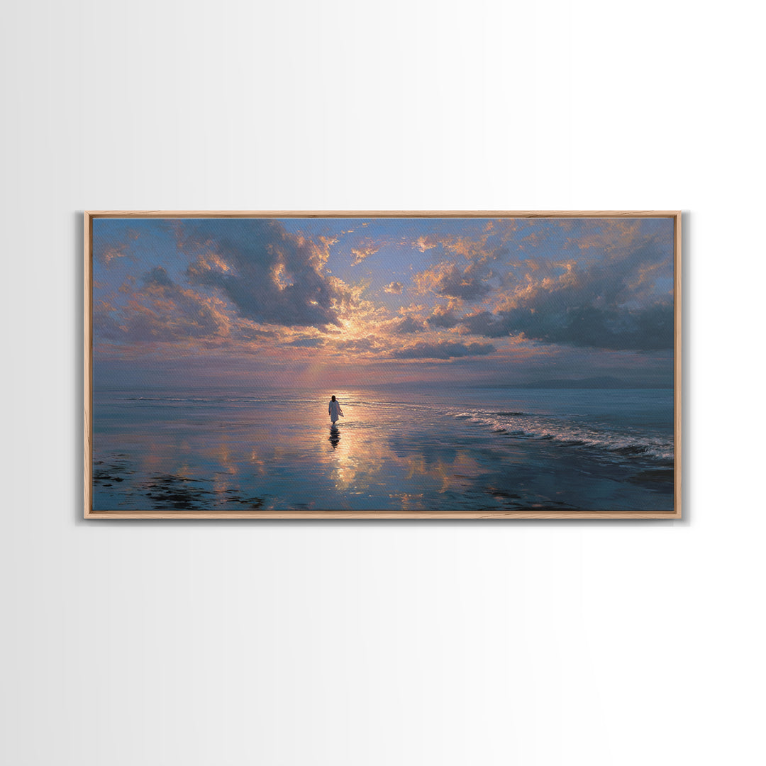 Misty Reverence – Framed Canvas Print – Minimalist Christian Art – Jesus Wall Art – Christian Art Canvas – Subtle Christian Paintings – Chr