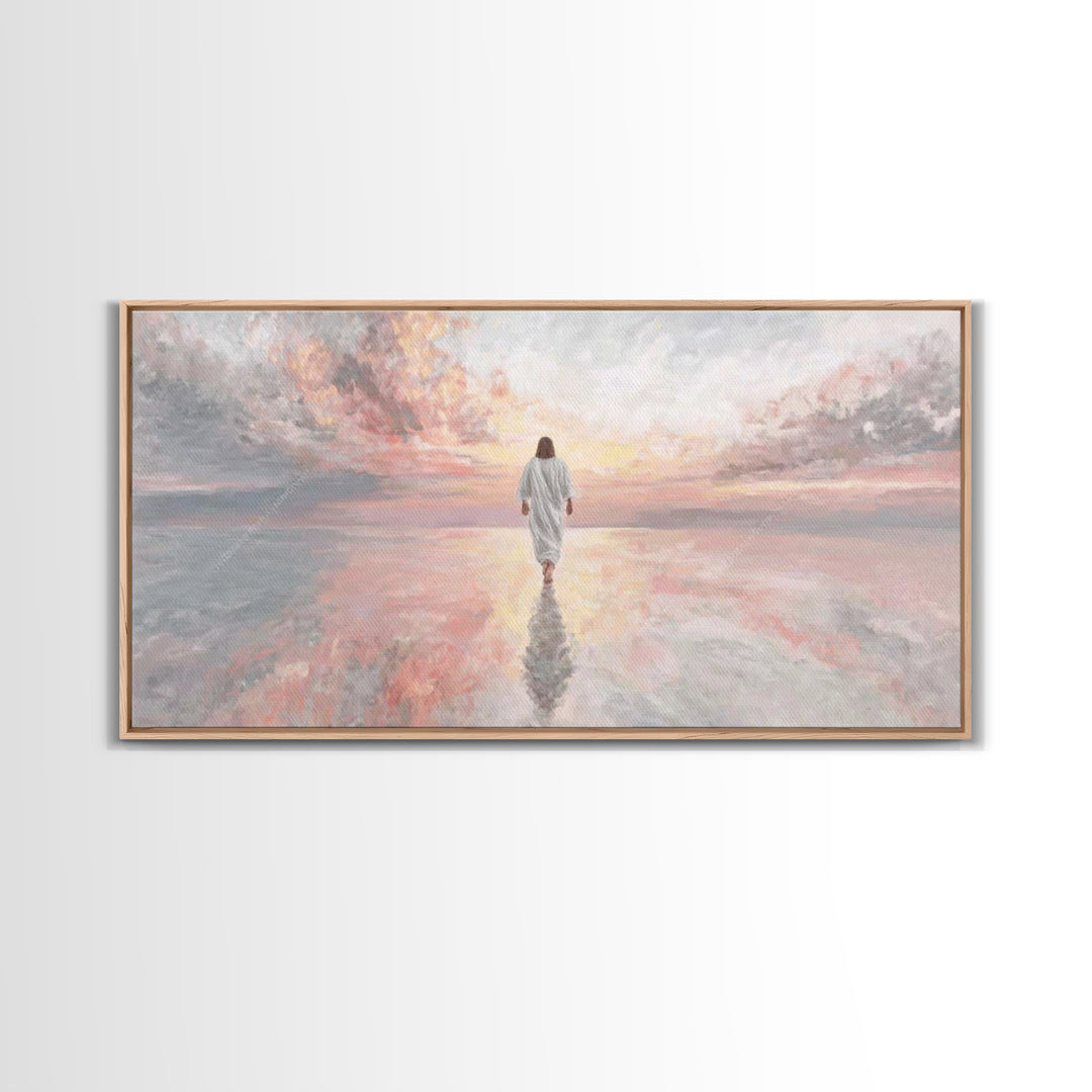Eternal Horizon – Framed Canvas Print – Christian Art Canvas – Jesus Painting – Modern Christian Art – Christian Wall Art – Blue Christian