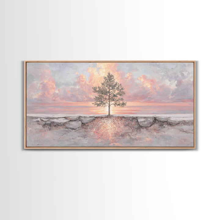 Roots Of Light – Framed Canvas Print – Christian Art Painting – Christian Wall Art – Christian Art Canvas – Modern Christian Art – Christia