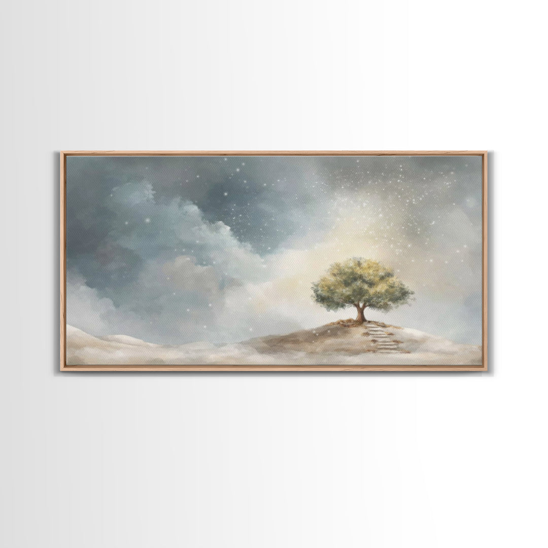 Starlit Ascent – Framed Canvas Print – Christian Christmas Art – Christmas Wall Art – Christian Art Canvas – Christian Art Print – Modern C