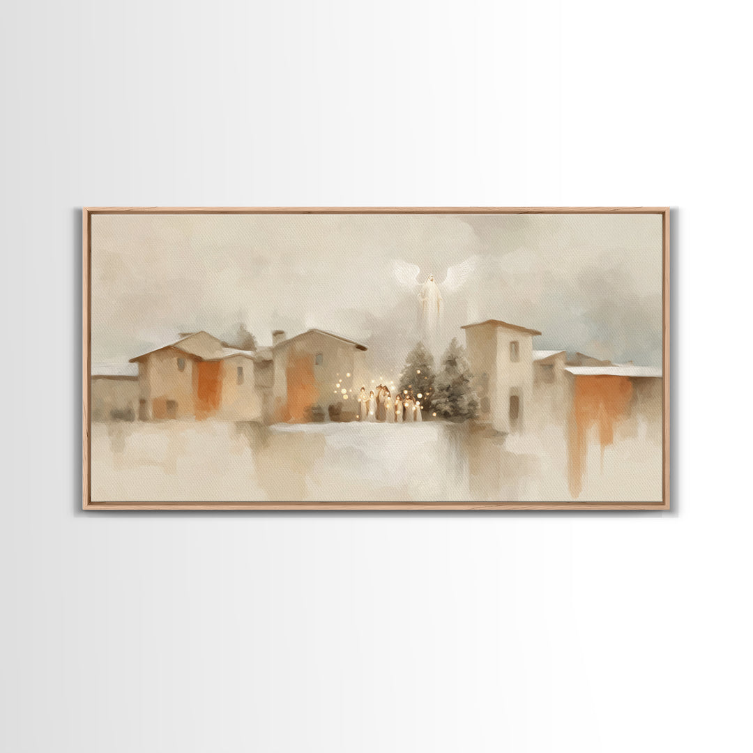 Village Of Wonder – Framed Canvas Print – Christian Christmas Decorations – Christian Art Work – Christmas Art Prints – Framed Christian Ar