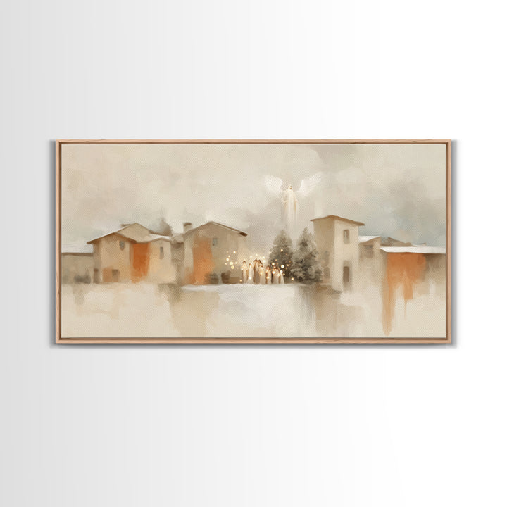 Village Of Wonder – Framed Canvas Print – Christian Christmas Decorations – Christian Art Work – Christmas Art Prints – Framed Christian Ar