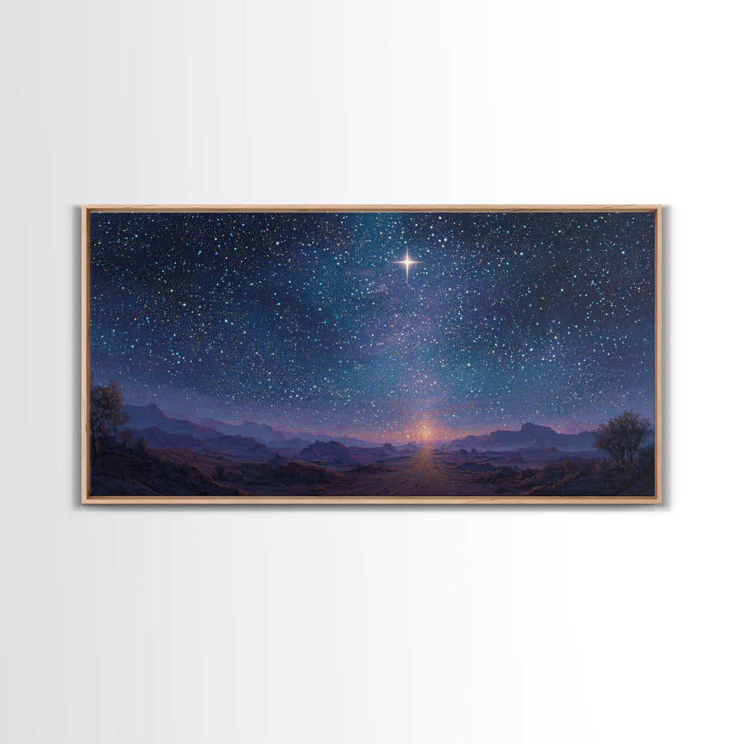 Star Of Promise | Framed Canvas Print | Christian Art Print | Christmas Art | Christian Wall Art | Christian Christmas Decor | Jesus Painti