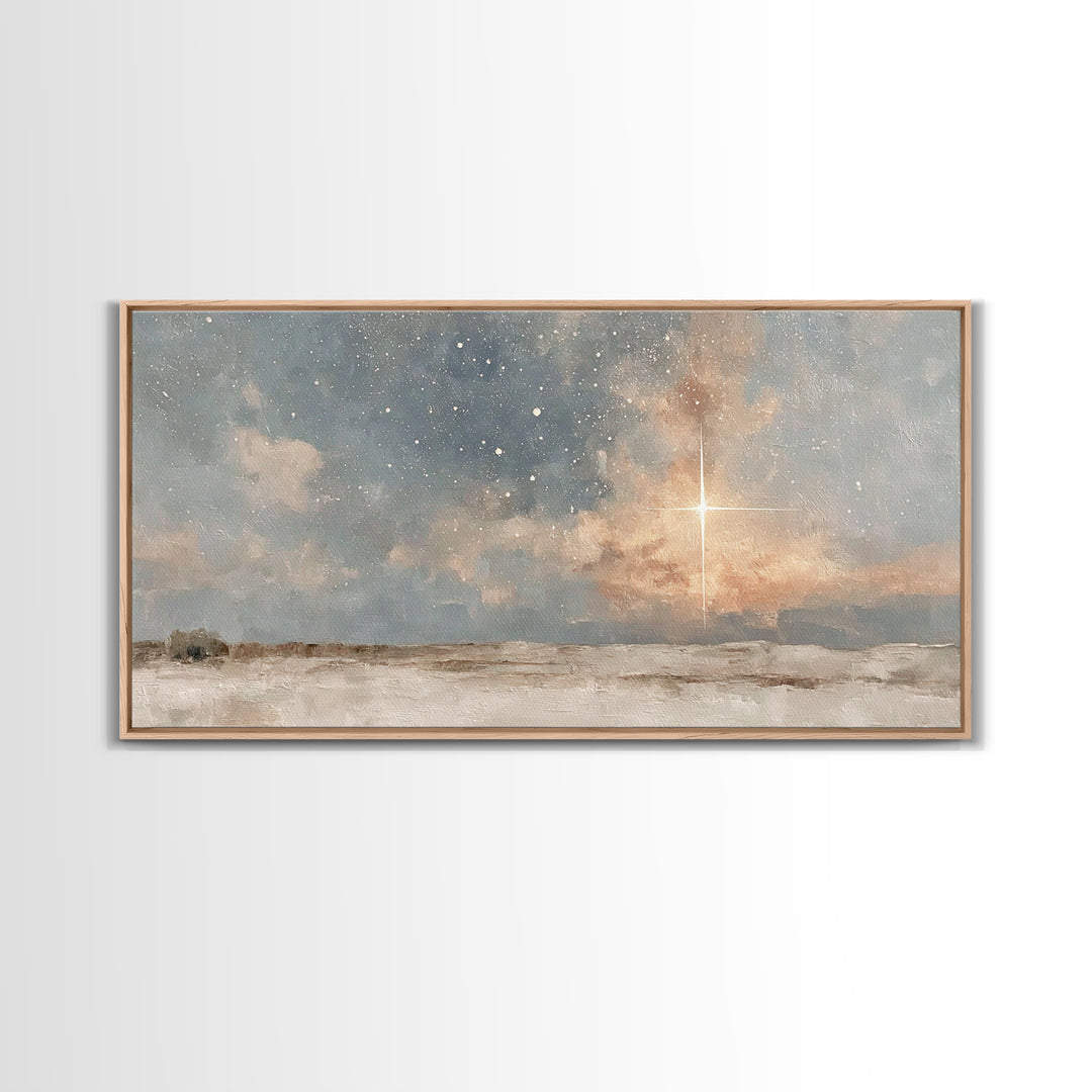 Holy Night Star – Framed Canvas Print – Jesus Painting – Christian Art Canvas – Christian Wall Art – Christmas Art – Christian Christmas Ar