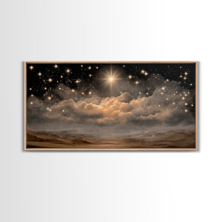 Light Of Salvation, Framed Canvas Print, Christian Art Canvas, Jesus Painting, Christian Wall Art, Christian Christmas Art, Christmas Art