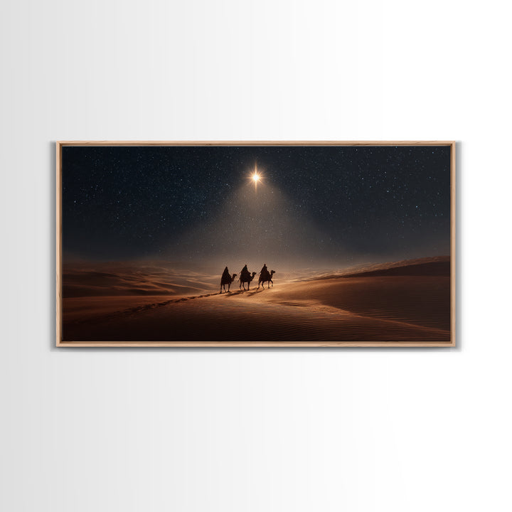 Desert Star Path, Framed Canvas Print, Christmas Art, Christian Art Canvas, Christian Christmas Art, Christian Wall Art, Jesus Painting