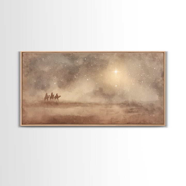 Holy Night Journey, Framed Canvas Print, Christian Art Canvas, Christian Wall Art, Christmas Art, Christian Christmas Art, Jesus Painting