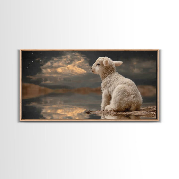 Lamb Of Peace, Framed Canvas Print, Christian Wall Art, Christian Art Canvas, Christian Christmas Art, Christmas Art, Jesus Art Print