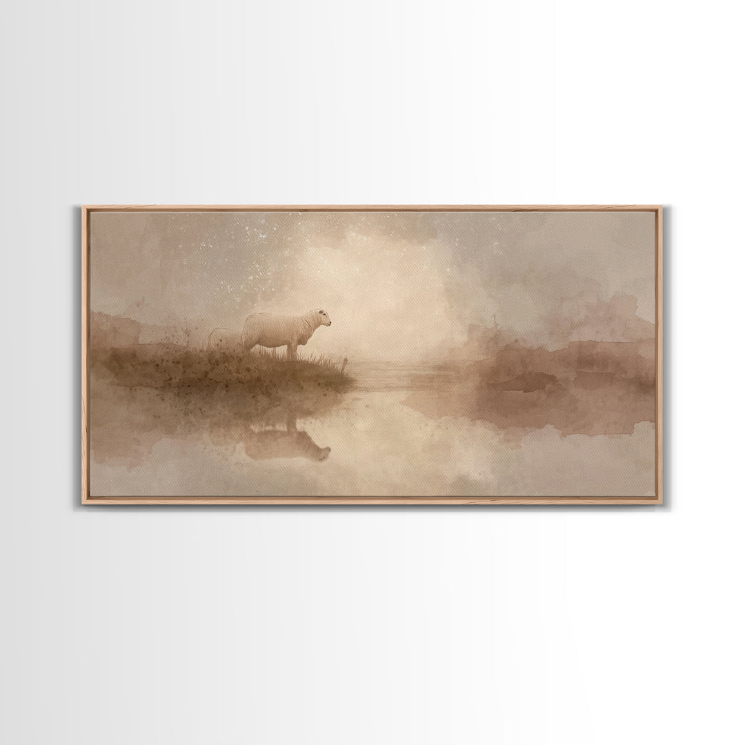 Still Waters Grace | Framed Canvas Print | Christian Art Canvas | Christian Wall Art | Christian Christmas Art | Christmas Art | Jesus Art
