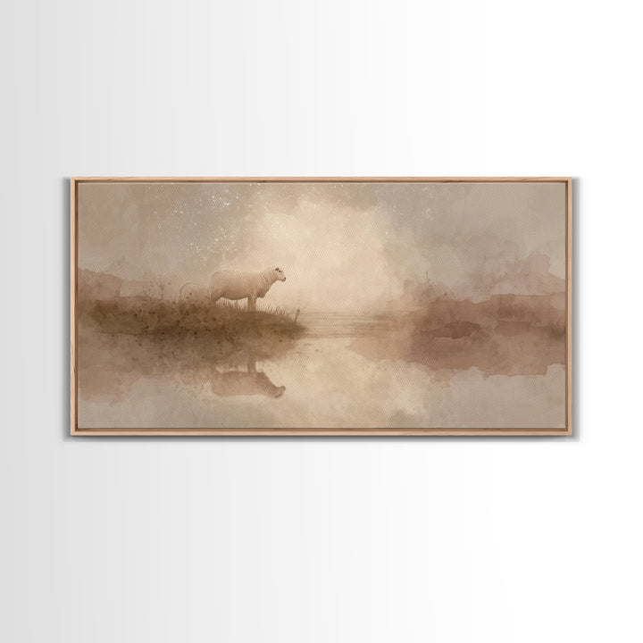 Still Waters Grace | Framed Canvas Print | Christian Art Canvas | Christian Wall Art | Christian Christmas Art | Christmas Art | Jesus Art